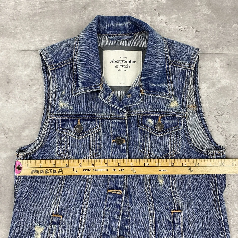 Chaleco vaquero ABERCROMBIE & FITCH para mujer S vaquero desgastado Foto 4 de 4