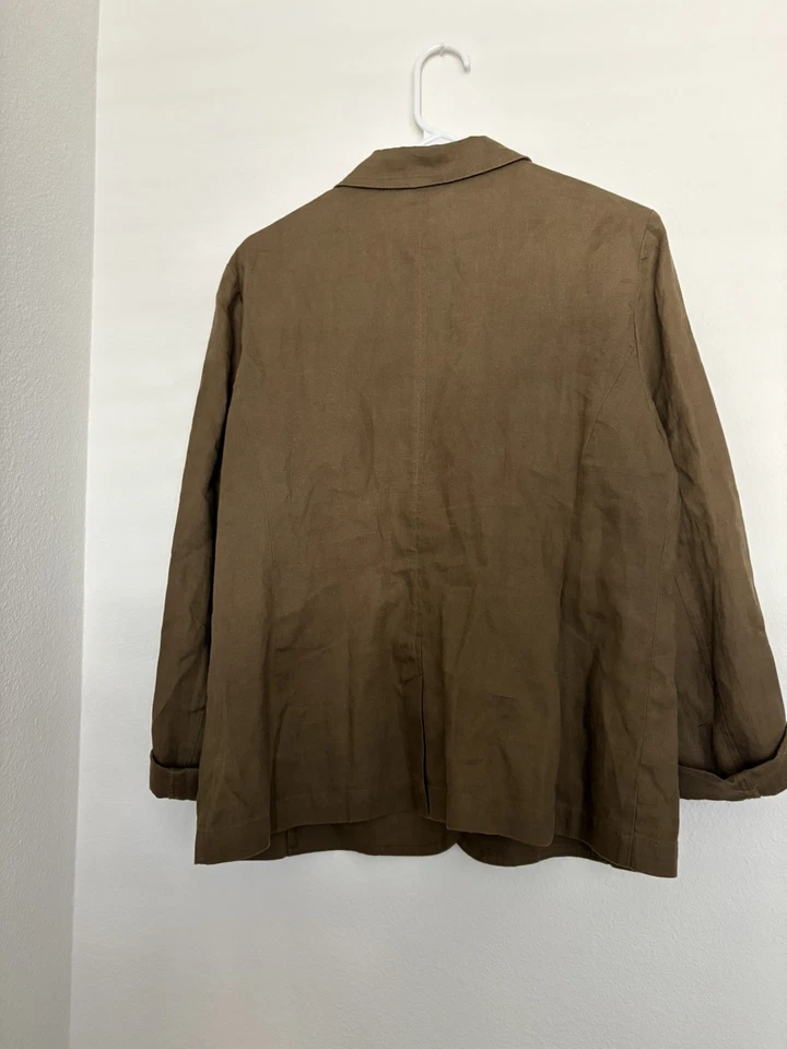 Eileen Fisher Pine Needle Organic Linen Shaped Blazer Jacket Size M - Image 4 of 4
