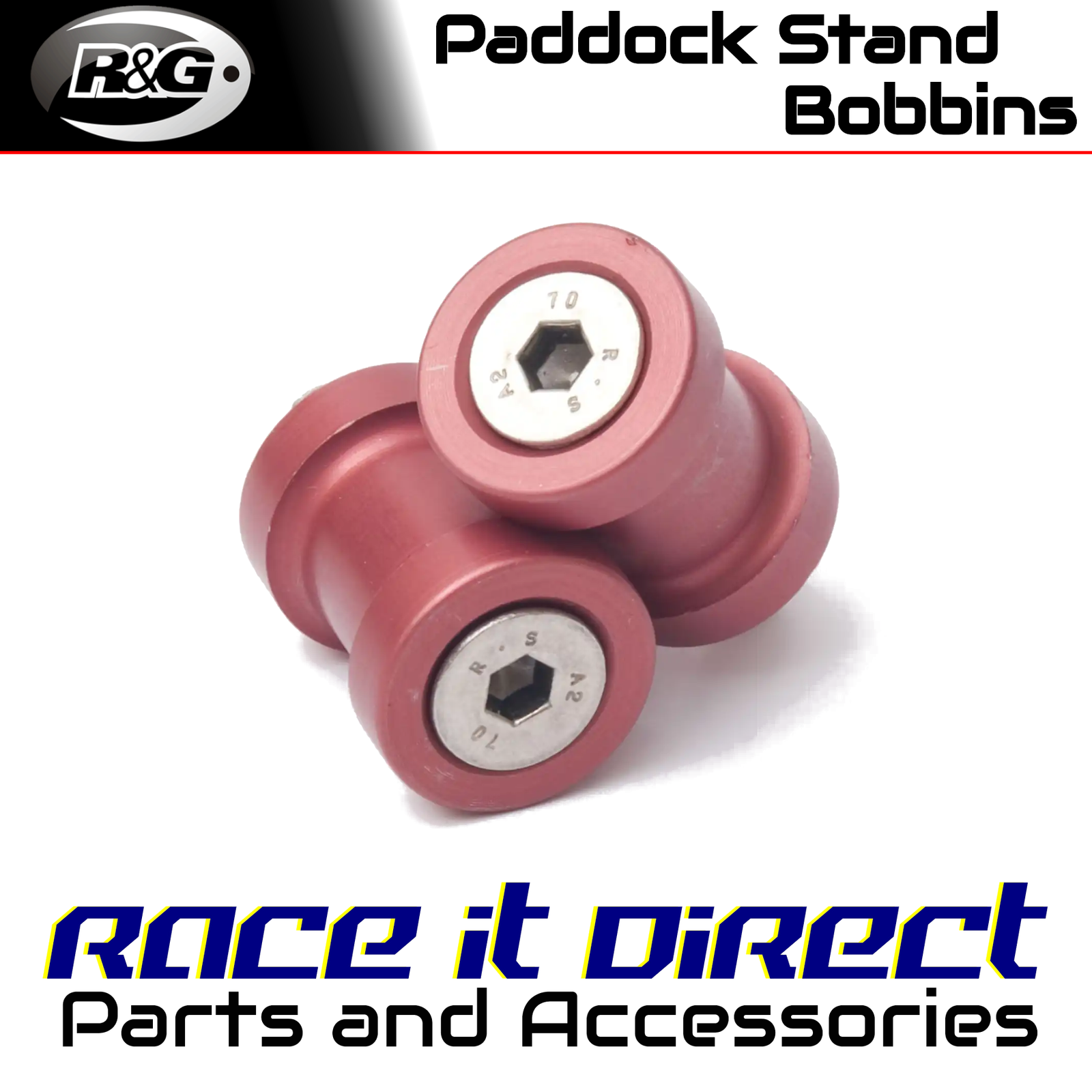 Paddock Stand Bobbins for Kawasaki ZX12-R All Years M10 Red R&G