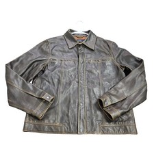 Gap Jacket Mens Small Brown Leather Bomber Sn...