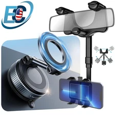 Universal 360° Car Rear View Mirror Mount Stand / Vacuum Magnetic Phone Holder