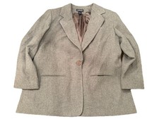 Women  s Wool Cashmere Grey Lands End Blazer W/ Shoulder Pads