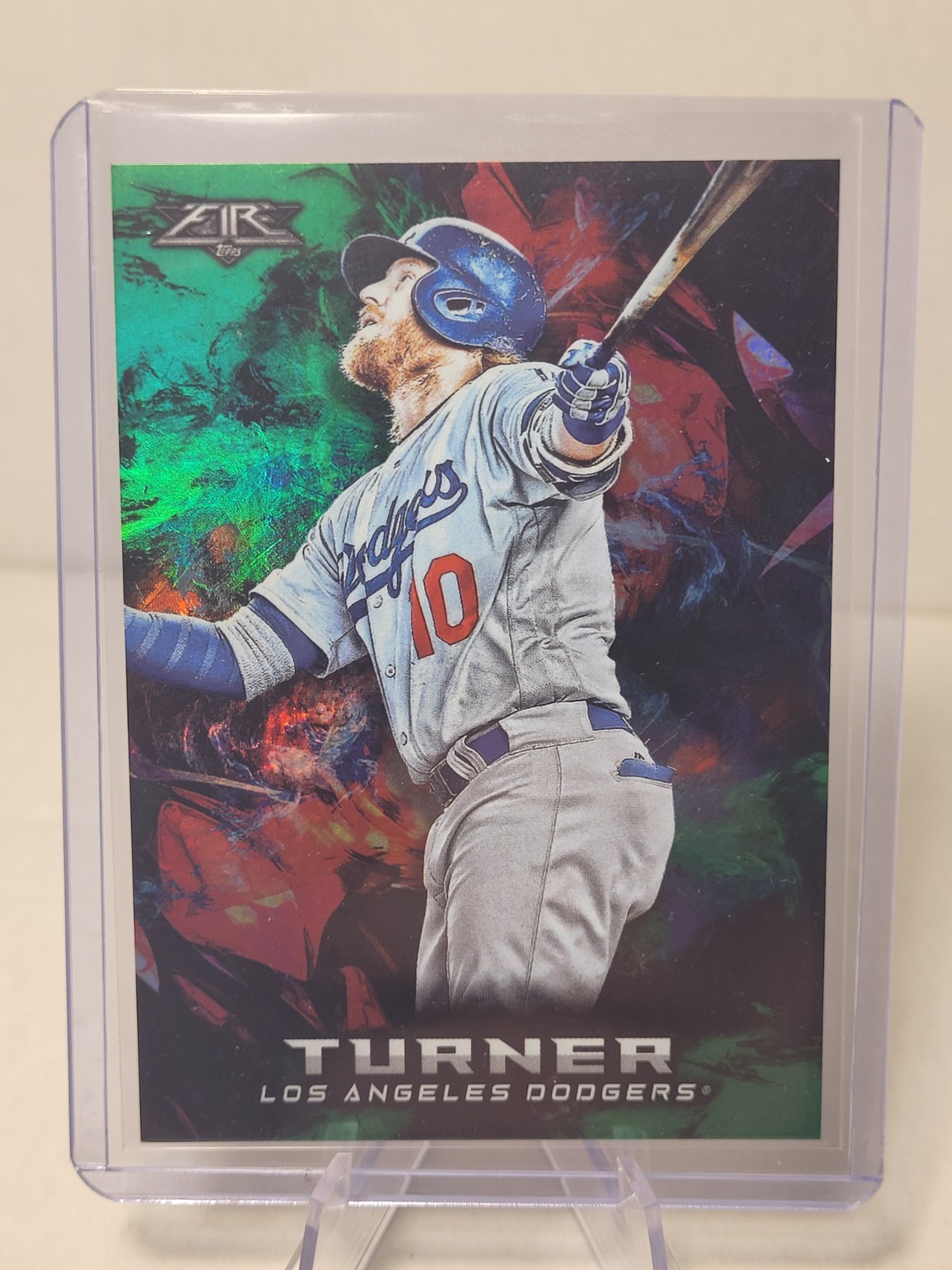 2018 Topps Fire Justin Turner #182 Dodgers Green Parallel /199