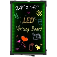 Modern LED Chalkboard 24x16 with Smooth Wipeable Glass Surface