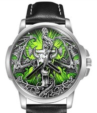 Dragon Skull Sword Leather Strap Big Dial Gift Wrist Watch