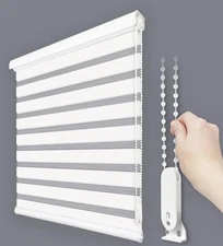 Foiresoft Standard Zebra Roller Blinds for Windows - W34 x H64 Inch, White