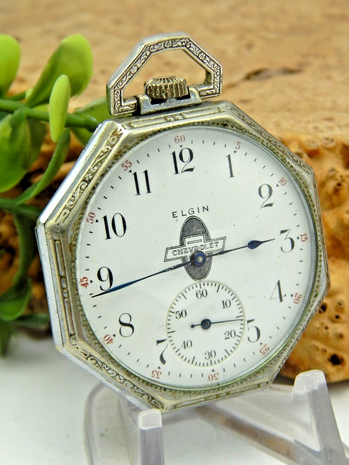 Vintage Antique Elgin Chevrolet 12 size gents pocket watch circa 1920 art deco - Image 3 of 4