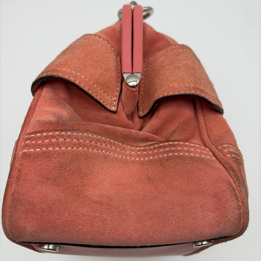 Vintage COACH 8A25 Soho Kisslock Suede Handbag Pink Ribbon Bow Y2K Rare No Box image 7