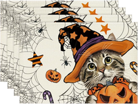 Katze KüRbisse Halloween Platzsets 30X45Cm 4Er Set