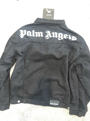 Palm Angels Men Black Vintage Logo Back Button Front Denim Jacket size X-LARGE  image 6