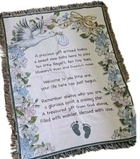 Baby Newborn Tapestry Throw Stork Nursery Gift Blanket Wall Hanging 52x40