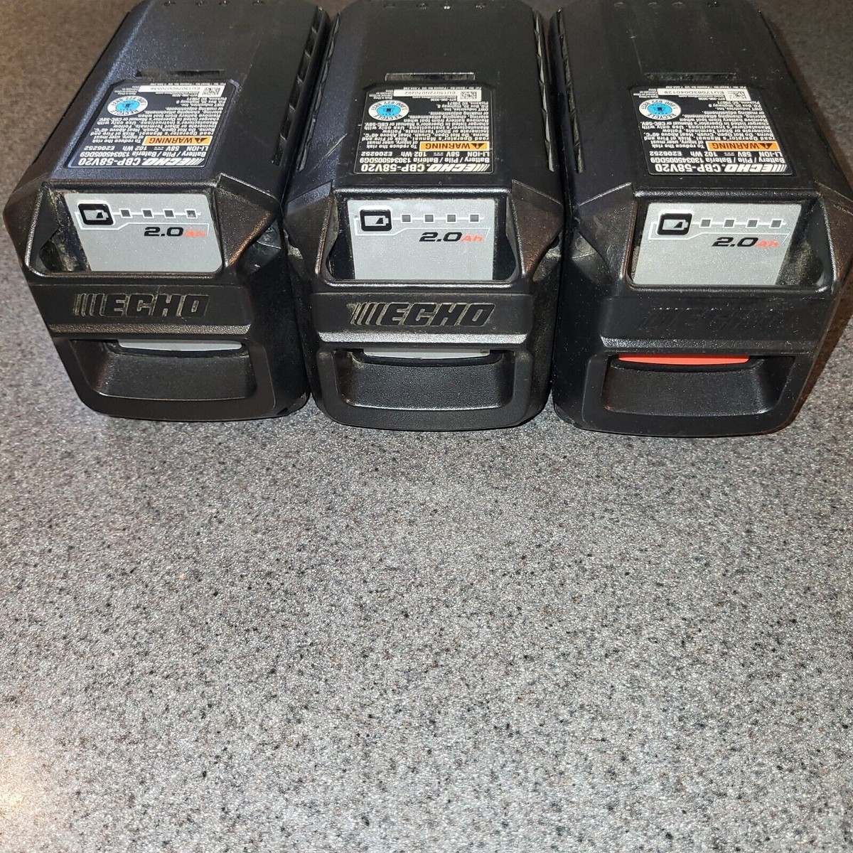 Three ECHO 58-Volt 2 Ah CBP-58V20 Lithium-Ion Battery Packs