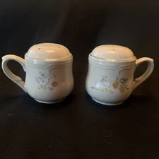 International China Marmalade Country Geese Salt & Pepper Shakers w/ Handles 2