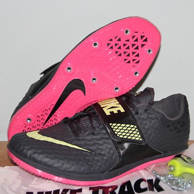 Nike High Jump Elite Track Shoes Men 9 Black Pink Lemon 806561-003 Anthracite