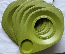 11 BETTER MADE PRODUCT, MID CENTURY MCM, AVOCADO GREEN PLATE & CUP HOLDERS, VGC