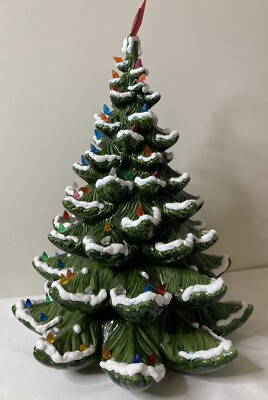 Vintage Ceramic Snow Flocked Christmas Tree Large 22