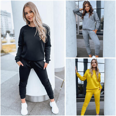 Joligiao Damen Tracksuit Set - Trainingsanzug Mit Sweatshirt & Weiter Hose Slim Fit