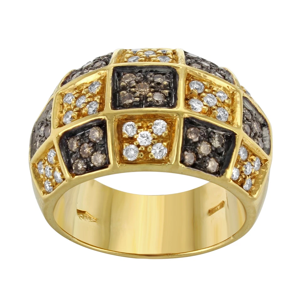Saya Two Tone Diamonds Women's Cocktail Ring 18k Yellow Gold 1.02 Cttw Size 6.