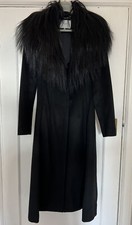 Stunning Lk Bennett Wool Coat With Detachable Shearling Collar Size 8 In Black