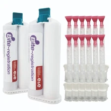 2 X 50ml Dental Bite Registration Fast Set | 2x 50ml Cartridges + 12 Mix Tips