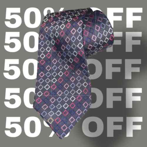 Hilditch & Key All Silk Tie ~ Purple & Pink Squares ~ Necktie - Picture 1 of 8