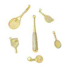 6x Brass Charm Badminton Tennis Pendant for Earrings Necklace Jewelry Making DIY