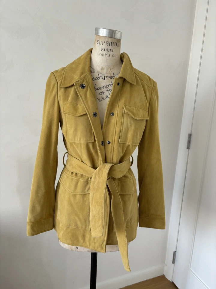 Jaqueta de camurça amarela Mango Premium tamanho pequeno nova sem etiquetas - Imagem 3 de 4