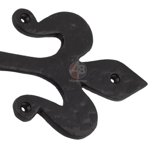 1 Pair Cast Iron Fleur De Lys Decorative Fancy Gothic Old Tudor Gate Door Hinges - Picture 3 of 6