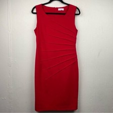 Calvin Klein Starburst Sheath Dress Sleeveless Red 8