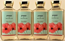 QTY 4 - Bath  Body Works POPPY Body Wash Shower Gel Shampoo 10oz