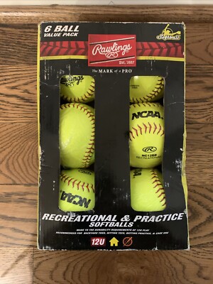 Lot De 6 Balles De Softball Rawlings NC12BB 12 Pouces | Pratique Récréatif
