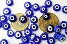 10 mm Blue Evil Eye Beads - 40 Pcs Real Glass Evil Eye Beads From Turkey - NAZAR