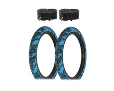 ALTALINE Bicycle 20" x 2.35 Black/Blue Semi-Slick Tread (2) TIRES & TUBES