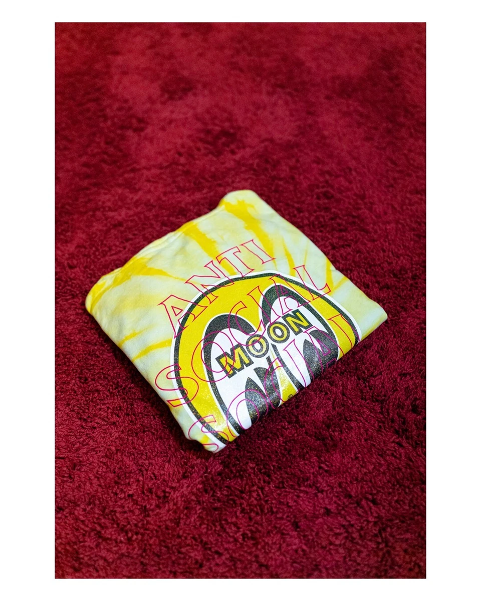 RARE ANTI SOCIAL SOCIAL CLUB x MOONEYES HOODIE HOODED SWEATSHIRT YELLOW  SIZE M