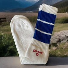 VTG Spalding Tube Long Socks Striped Blue White NEW 70s USA 80's 9-11 NOS.