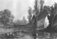 France, TOURS CATHEDRAL GOTHIC BRIDGE EUDES RUINS ~ Old 1865 Art Print Engraving