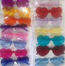 40 Pairs Heart Shaped Rimless Sunglasses Transparent Colored Love Glasses Framel