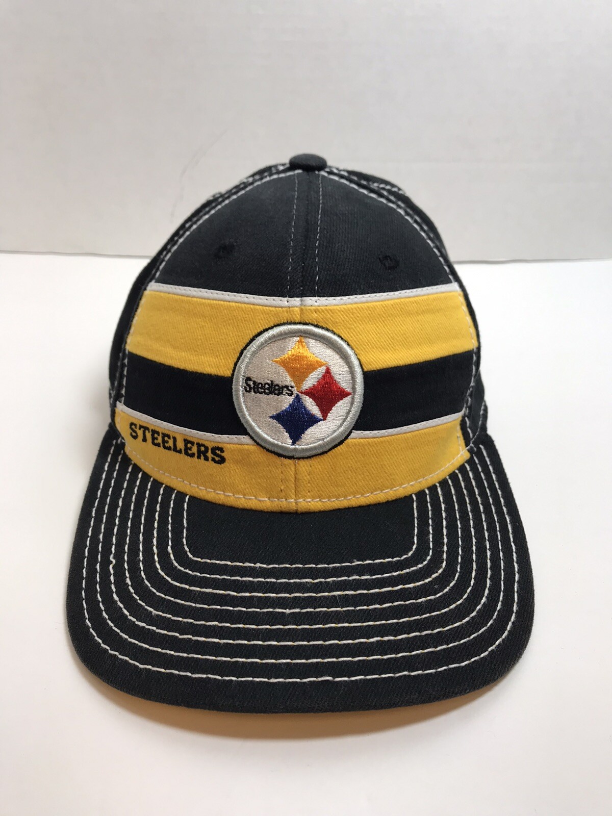 Youth Baseball Cap Hat Striped Fitted Reebok Onfield NFL Pittsburgh Steelers PA thumbnail 7