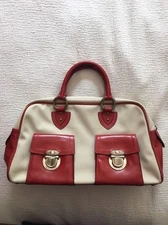 MARC BY MARC JACOBS Classic Double Handle Nylon/leather Satchel Red/tan
