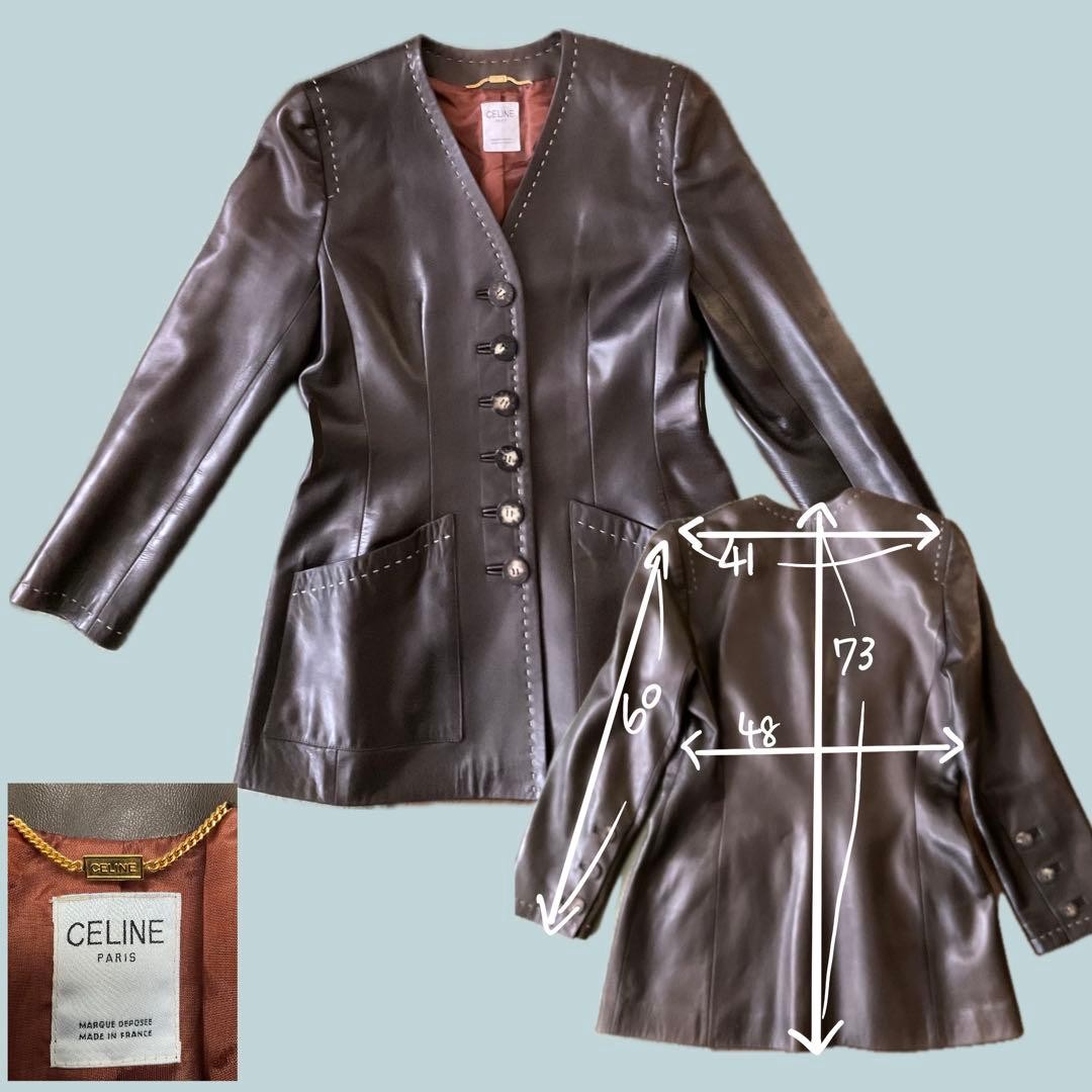 ユーロヴィンテージ Celine ジャケット Good Condition CELINE Old Celine Vintage Lambskin Leather Jacket