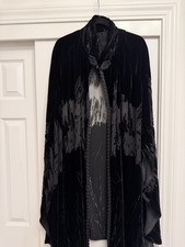Black Burn Out Velvet Cape