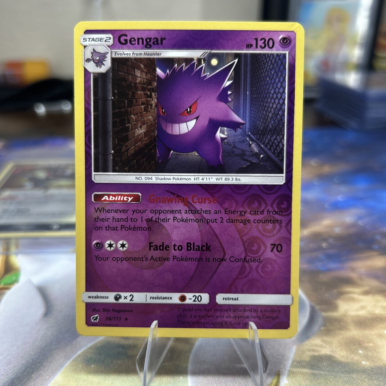 Pokemon Gengar 38/111 Sm-Crimson Invasion Reverse Holo Card NM-LP Condition