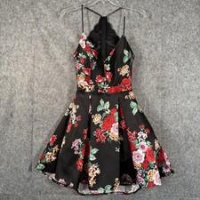 Vtg 90s Y2k Floral Lace Tiered Mini Dress Juniors 5 Party Dark Romantic Fairy