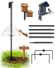 Bird Feeder Pole with Squirrel Baffle - 90 Inch Bird House Pole for Outdoors ...