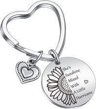 Sunflower Lover Keychain 316L Stainless Steel, Lightweight, Round , Inspiration