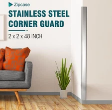 Zipcase Stainless Steel Wall Corner Guard 2x2x48 Inch, Pack of 10