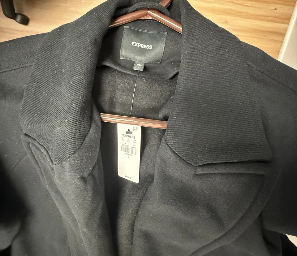 Express Sudadera con Cinturón Gabardina Grande NUEVO Negro Bolsillos con Cinturón Bata de Baño Foto 4 de 4