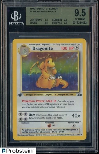 1999 Pokemon Fossil 1st Edition #4 Dragonite Holo BGS 9.5 GEM MINT