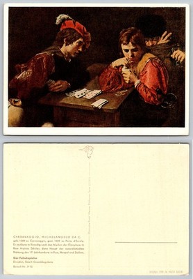 Caravaggio ''The Cardsharps'' Painting Postcard Dresden Gallery Art DDR