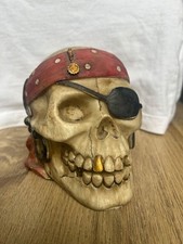 Tirelire pirate – Crâne de pirate avec cache-œil – Décoration originale résine